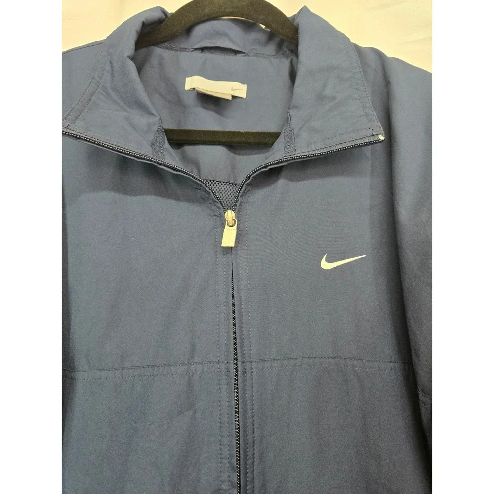 Nike 72 Mens Vintage Windbreaker Full Zip Jacket Navy‎ Blue White Piping Size M